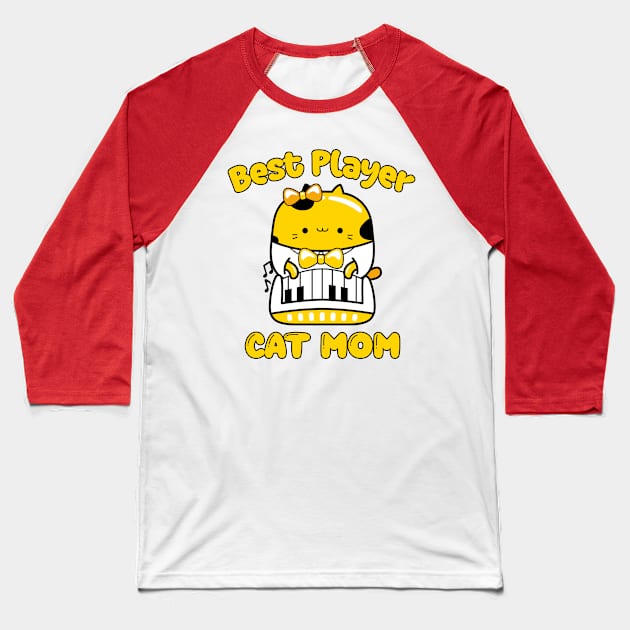 Best Piano Player and Cat Mom. Cat Playing Piano Baseball T-Shirt by g14u